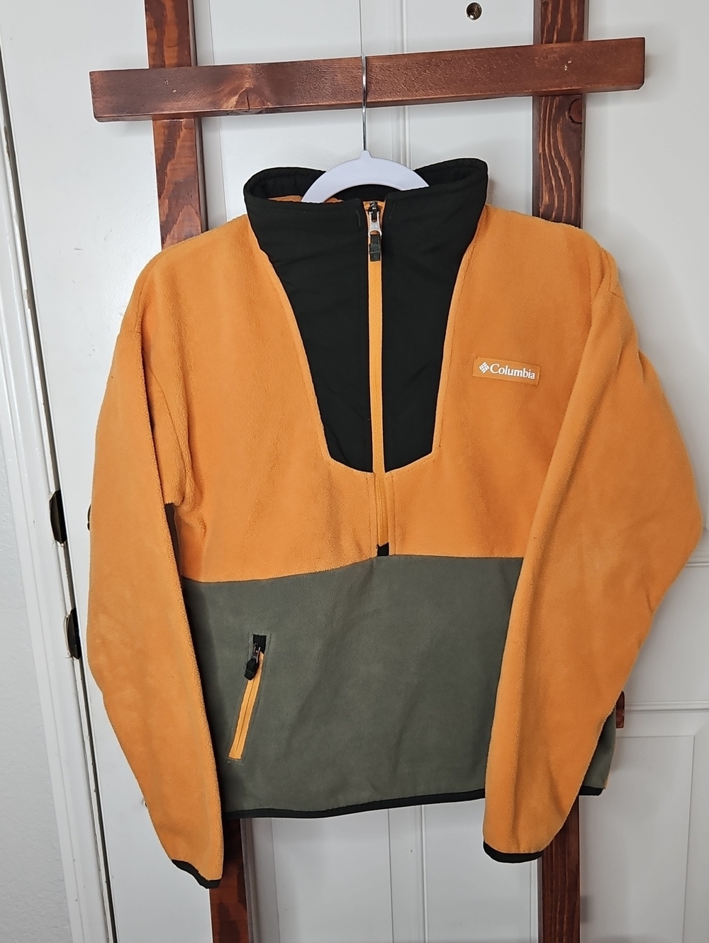 Columbia Mustard Yellow and Olive Green Kids Quarter-Zip Fleece